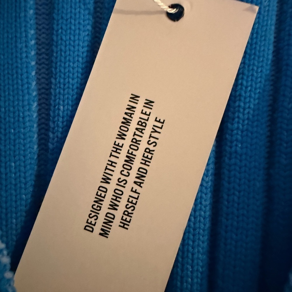 FUMI Iris Mini Dress Blue Ribbed Knit Exaggerated Sleeve NWT 2XL - Picture 9 of 10